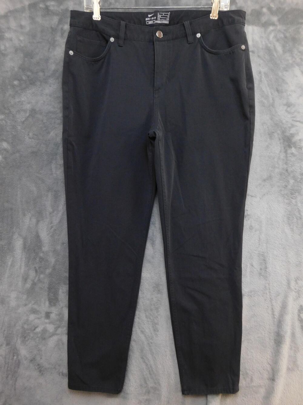 Nike Dri-FIT Golf Pants Womens 12 Black Slim Fit Stretch Khakis Pockets Casual